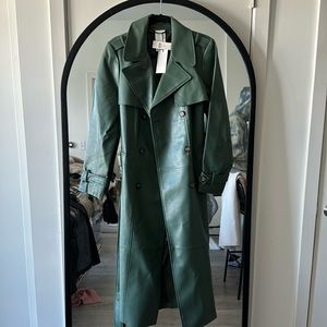 Green leather trench from Anthropologie